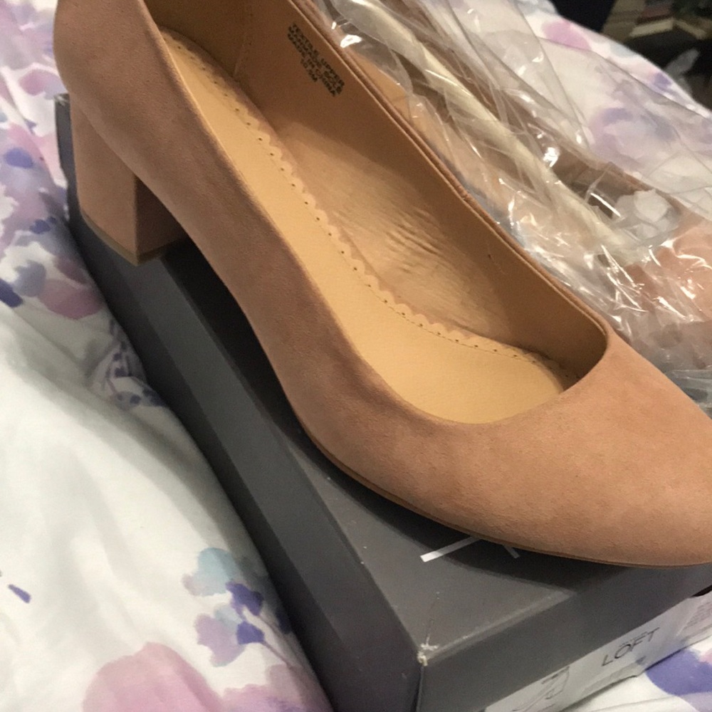 Blush suede blocked heels